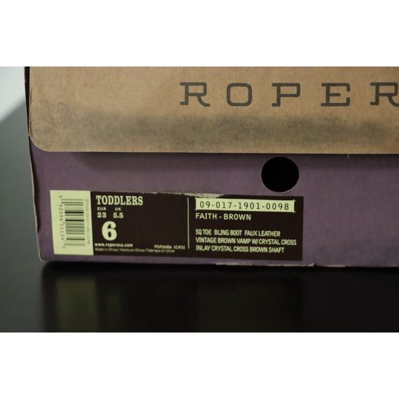 Roper Girls 6 Western Faith Boot Brown Cross Cowgirl Vintage Style Boot - Picture 9 of 10